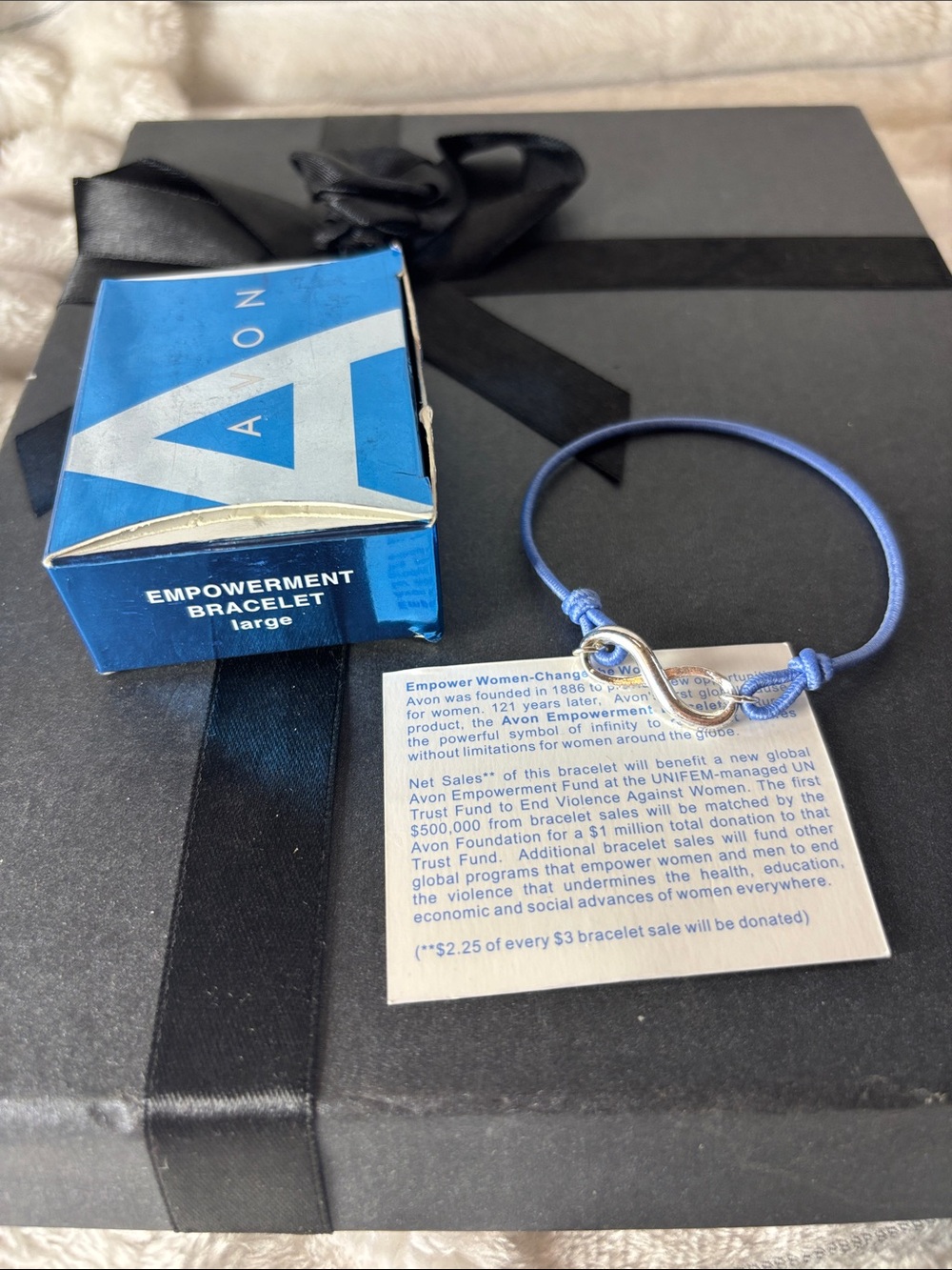 Avon Blue Cord Bracelet with Silver-Tone Charm